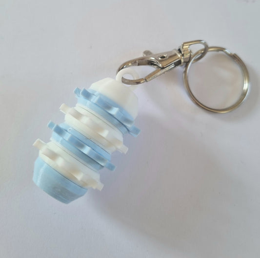 SALE Blue & White Free Spinning Spiky Twiddle Keychain