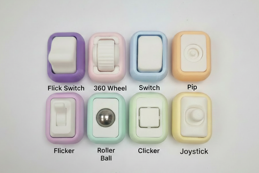 Labelled Fidget Tiles - Dark grey text